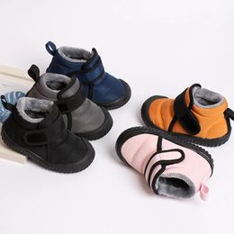 Winter Baby Warm Cotton Shoes Girls High-top Princess Boots Boys Waterproof Short Boots Kids Thick Fur Snow Boots For -15 Degree 240108