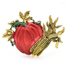 Brooches Wuli&baby Vintage Corn Pumpkin For Women Unisex Grain Vegetables Food Party Office Brooch Pins Gifts