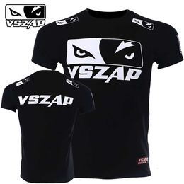 Vszap Fiess T-shirt MMA Combat Fighting Sanda Thai Boxing Sports Muscle Training Running Personality Wolf Eyes Short Sleeve