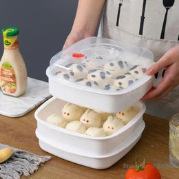 Double Boilers 1/2-Layer Plastic Steamer Microwave Oven With Lid Cookware Household Steamed Buns Kitchen Cooking Tool