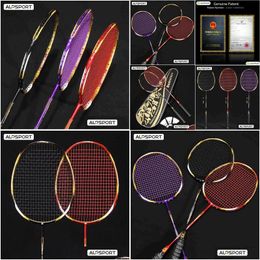 Badminton Rackets Alp Rlf 1 Pair U 72G Fl Carbon Fibre Tralight Racket With Installed String Professional Offensive Type Drop Delivery Otipv