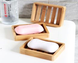 Natural Bamboo Wood Soap Dish Bathroom Shower Tray Sink Deck Bathtub Storage Self Draining Bar Dishes Rustic Sponge Holders Stand 5955600