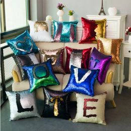 36 Colours 40*40cm Doule-color Magic Reversible Mermaid Sequins Pillow Cover Glitter Pillow Cover Throw Pillow Case LL