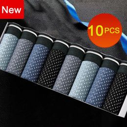 10PcsSet Mens Underwear Ice Silk Men Boxer Shorts Breathable Mesh Boxershorts Seamless Male Underpants Plus Size 4XL 5XL 240108