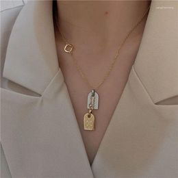 Chains Gold And Silver Two Color Double Brand Necklace Titanium Steel Collarbone Chain Fashion Simple Design Sense
