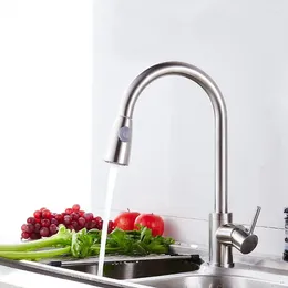 Bathroom Sink Faucets Stainless Steel Double-outlet Water-cooled Washbasin Faucet Kitchen Draw-type