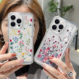 Cell Phone Cases Flower Transparent Case For Samsung A53 5G A54 A34 A33 A52 A32 A13 A12 A14 S23 Ultra S22 S21 S20 FE Soft TPU Silicon Funda CoverL240105