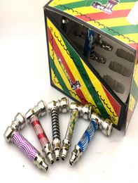 12pcslot Multi Colour Dry Herb Hand pipes 76mm Metal Smoking Pipes Of Travelling Smoke tobacco spoon pipe2997947