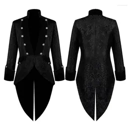 Men's Trench Coats Medieval Jacket Black Tailcoat Vintage Man Coat Victorian Gothic Clothing Steampunk Windbreaker Halloween Costume