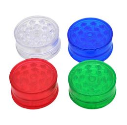 HONEYPUFF Diameter 42MM 3 Layer Smoking Plastic Grinder Herb Tobacco Spice Crusher Hand Muller Whole Colour Random9779010