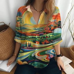 Women's Blouses Hawaiian Lady Long -sleeved Shirt 3D Colourful Printing Street Casual Ladies Top Clothes And Loose Fashion