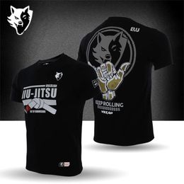 VSZAP Brazilian Jujitsu Sports Wolf BJJ Casual T-shirt Men's and Women's Fighting MMA Training Fiess Top