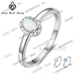 designer Jewellery rings Women 925 Sterling Silver Rings Created Oval Blue Pink White Fire Opal Ring with Zircon Romantic Gift 6 7 8 Size (lam Hub Fong)