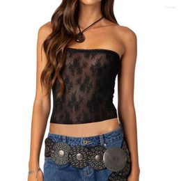 Women's Tanks WPNAKS Women Lace Tube Tops Summer Clothes Tight Off Shoulder Sleeveless Strapless Embroidery Crop Sexy Club