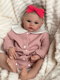 NPK 19inch Meadow Reborn Baby Doll born Baby Size Real Picture Handmade 3D Skin Painted Hair Visible Veins 240106