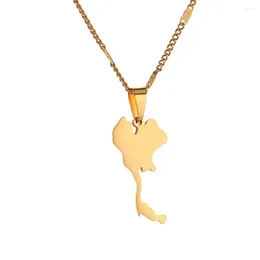 Pendant Necklaces Stainless Steel The Kingdom Of Thailand Map Fashion Gold Colour Chain Jewellery