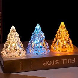 1pc Warm/Cold Night Light Crystal Mini Christmas Tree Light, Flameless LED Decorative Lights, Indoor LED Lamp For Christmas Party Home Table Decor