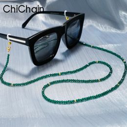 Eyeglass Chain Necklace for Women- Acrylic Beaded Sunglass Eyewear Lanyard Around on The Neck Handmade Crystal Green Beaded 240108