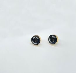 2024 Luxury quality charm stud earring with black Colour and words design in 18k gold plated have stamp box PS3732A