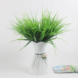 Decorative Flowers 2pcs Artificial Plants Green Grass Plastic Plant Desktop Decor For Garden Outdoor Decoration Fake