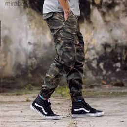 Men's Pants Men's Pants Camouflage Black Military Cargo Pants Men High Street Cotton Jogger Pants Ankle Banded Casual Trousers MY031 YQ240108
