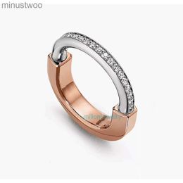 Rings Jewelry S925 Sterling Silver t Color Lock Head Ring with Electroplated Thick Gold Gloss Carbon Diamond Versatile Luxury Product JGZI 610N