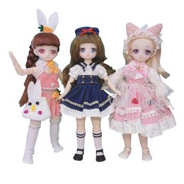 16 Bjd Anime Dolls For kids Girls 6 to 9 Years and 7 10 Balljointed Comic Face Doll 30cm with Dresses Toy for 240108