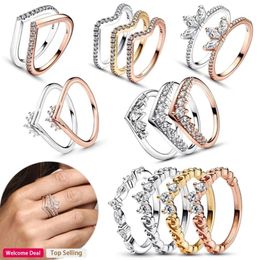 Authentic fit pandora rings charms charm Tight Set Wishing Bone Shining Crown Wave new