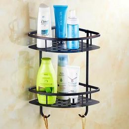 Shelves Free shipping New designed European style luxury brass black bathroom rack shelf triangle basket/bathroom shelf