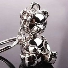 Key Rings Metal Movable Teddy Bear Keychain I LOVE YOU 3D Animal Alloy KerWomen Car Handbag Charm Accessory for Girl Key Rings S165 J240108