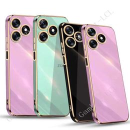 Cell Phone Cases Luxury Square Plating Phone Case For Tecno Spark 10 4G 10C 6.6 Spark10 KI5q KI5k ShockProof Soft TPU Silicone Back Cover FundasL240105