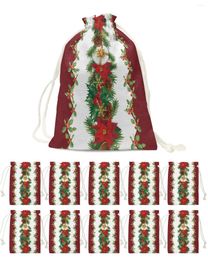 Christmas Decorations Flower Berry Bell Gift Bags Drawstring Pouch Candy Snack Bag Packaging Storage