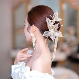 Hair Clips 1 Set Accessories Bridal Tassel Hairclip Earrings Party Flower Wedding Cosplay Decorations Costumes