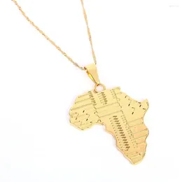 Pendant Necklaces Gold Color African Map Necklace Women Men Hiphop Jewelry