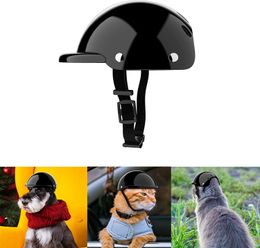 ATUBAN Pet Helmet Dog Cat Safety Ridding Cap Motorcycle Bike Hat Soft Padded Sun Rain Protection Outdoor Protect Pet Head 240108