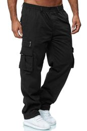 Men Cargo Pants Summer Work Trousers Stretch Waist Loose Multi Pocket Casual Sports Outdoor Wearing 240108