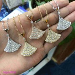 OMFG Designer Baolger Pendant Necklaces Baojia Full Diamond Skirt Necklace with High Quality v Gold Best Friend Valentine's Day Gift Large Fan Collar