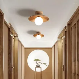 Ceiling Lights Aisle Lamp Chinese Style Walnut Colour Home Entry Corridors Hallway Nordic Solid Wood Study Cloakroom Balcony Light