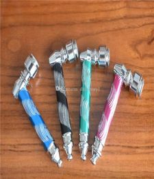 10pcslot a lot High Quality Metal Pipe Jamaica Rasta Tobacco Smoking Pipes 4 colors Mill Smoke Detectors Metal tobacco Pipe9880835