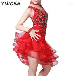 Stage Wear Adult Sequins Glitter Roaring Tassel Latin Dance Dress Women Costume Dancewear Rave Outfit Rumba Cha Tango Samba Clothing