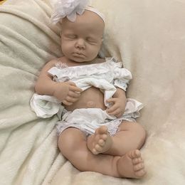 Attyi 18inch loulou kit Whole Body Silicone Reborn Doll 45CM Unpainted Baby Girl born Dolls 240106