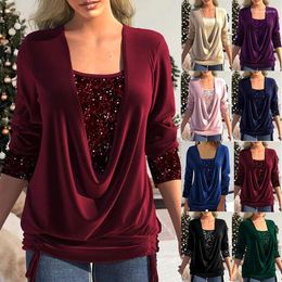 Women's T Shirts Women Spring Autumn Tops Beads Ruffles Tees Sexy Vintage Full Long Sleeve 5XL Loose Casual Befree Boho