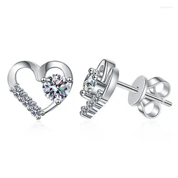 Stud Earrings S925 Pure Silver Ear Studs Female Mosang Diamond Simple Lover Love D Colour 30 Points