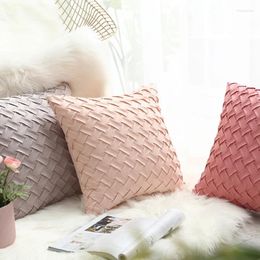 Pillow Solid Pink Grey Cover Soft Faux Suede Home Decorative Woven Pattern 45x45cm/30x50cm