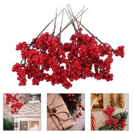 Decorative Flowers 10 PCS Red Fruit Artificial Berries Christmas Garland Knight Plastic Fake Berry Cotton Dried Flower