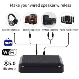 Speakers Wifi Wireless Audio Receiver Multiroom Bluetooth 5.0 Music Adapter for Optical Hifi Speakers Airplay Spotify Dlna for Amplifier