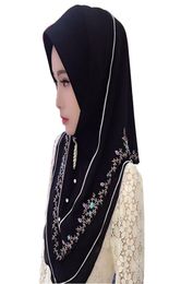 Fblusclurs Muslim Hijab Chiffon embroidery Malaysia instant convenient Muslima Shawl head wear scarf turban headband 200930213P8771361