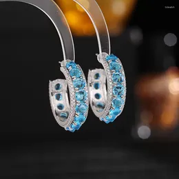 Dangle Earrings Bilincolor Luxury Zircon Round C-ring For Wedding Or Party