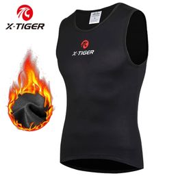 X-TIGER Winter Cycling Base Layer Sleeveless Fleece Sports Bike Jerseys Bicycle Keep Warm Sleeveless Shirt Warm Bike Underwear 240108