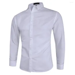 Men's Dress Shirts Mens Shirt Breathable Business Button Classic Comfortable Durable Fit Long Sleeve For All Seasons Polyester